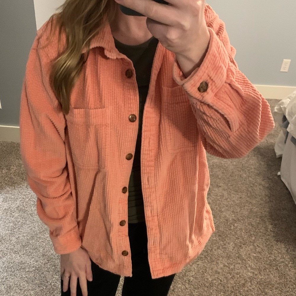 L.L Bean Coral Corduroy Button-Up Top